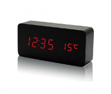 Настільний годинник ART-862 від мережі + батарейки годинник-будильник, дата, температура 16х8х5см Чорний-Червоний