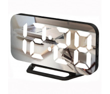 Настільний годинник Led дзеркальний світлодіодний з вбудованим будильником USB 15,8см Білий (DS-3625L)