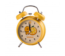 Настільний годинник з будильником Lugi Clock на батарейках жовтий (HP226Y)