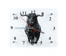 Годинники настінні ДомАрт СГ2 Чорний Бик Рік бика Тихий хід 20х25х5 см (25587)