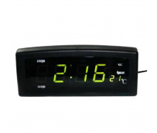 Електронний годинник настільний Caixing CX-818 із зеленим підсвічуванням та термометром Чорний