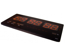 Настінний годинник електронний LED CW 4622 з червоним підсвічуванням, чорний