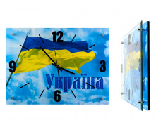 Настінний годинник Montre Україна Прапор на фоні неба 28x38 см Скло Тихий хід (18132)
