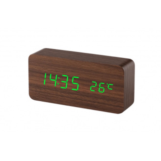 Настільний годинник ART-862 від мережі та батарейки годинник-будильник дата температура 16х8х5 см VST Коричневий-Зелений