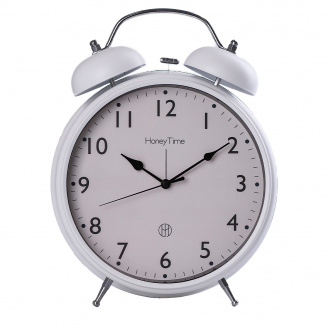 Настільний годинник з будильником Lugi 20,5см на батарейці білий (HP220W)
