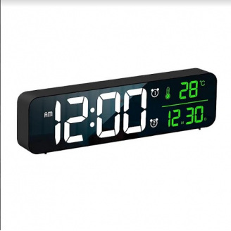Електронний настільний LED годинник з будильником SBTR Чорний (BM81-Black)