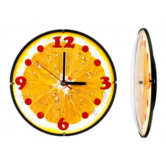 Годинник настінний ДомАрт Апельсин Скло Тихий хід 30х30х4 см Помаранчевий (21603)