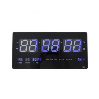 Настінний електронний годинник Digital Clock 4622 LED Чорний із синім
