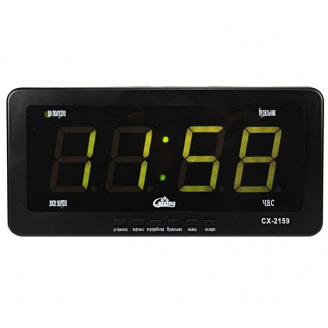 Настільний годинник електронний Caixing CX-2159 із зеленим підсвічуванням Чорний