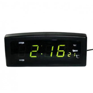 Електронний годинник настільний Caixing CX-818 із зеленим підсвічуванням та термометром Чорний