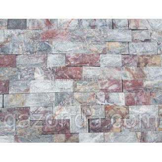 Мармурова облицювальна плитка 1,3х7,5х15 см сіро-червона