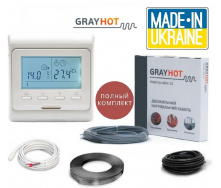Теплый пол GrayHot 0,5м²-0,8м² 92Вт (6м) нагревательный кабель под плитку с программируемым терморегулятором E51