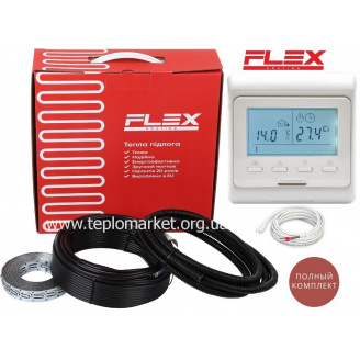 Теплый пол Flex 1,5м²-1,8м²/262.5Вт (15м) электрический нагревательный кабель под плитку EHC-17,5Вт/м с программируемым терморегулятором E 51