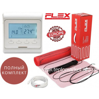 Нагревательный мат Flex EHM 2,5м²/437,5Вт/ 175Вт/м² электрический теплый пол под плитку с программируемым терморегулятором E51
