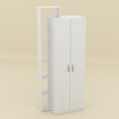 Шкаф-9 Компанит для спальни, двухдверный с открытыми полочками, лдсп Белый Славута
