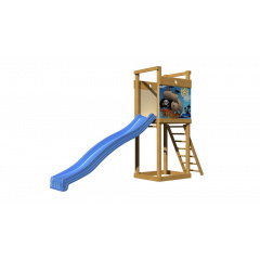 Дитяча гірка SportBaby-2 синій пластик на майданчику дерев'яно Миколаїв