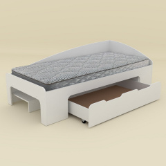 Одномісна ліжко Компаніт 90+1 з викатним ящиком біла Чернігів