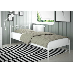 Кровать Виола-мини Tenero 80х190 см односпальная с изголовьем на ножках металлическая белая Ладан