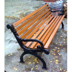 Деревянная скамейка ИГ Декор 1800х560х770 мм садово-парковая с чугунными ножками с подлокотниками Одесса