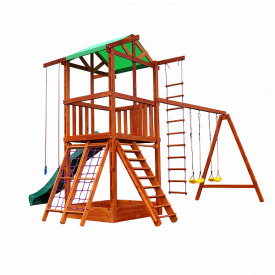 Детский игровой комплекс SportBaby Babyland-3 деревянная площадка-домик с горкой