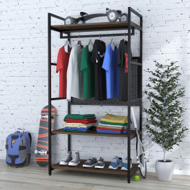 Стеллаж-шкаф для одежды LV-100 Loft-Design напольная вешалка-стойка с полочками дсп орех-модена