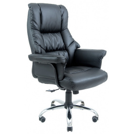 Кресло офисное для директора Richman Конгрес хром М2 кожзам черный