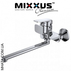Смеситель для ванны длинный нос Mixxus Oregon переключение на кнопке Chr-006 Чернигов