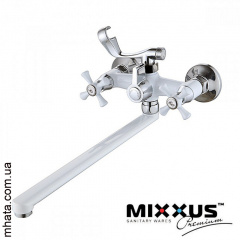 Смеситель для ванны длинный нос Mixxus Omega White (белый) Euro (Chr-140) Дніпро