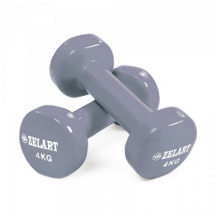 Гантели для фитнеса с виниловым покрытием Zelart Beauty (2x4кг) TA-5225-4 Grey (MR08491) Балаклея