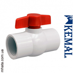 Кран 2" шаровый, белый пластик (резьба внутренняя) Kemal K7505 Киев