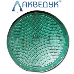 Смотровой канализационный люк полимерный Акведук зеленый до 6 т 560/730 Полтава