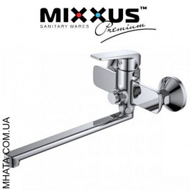 Смеситель для ванны длинный нос Mixxus Oregon переключение на кнопке Chr-006