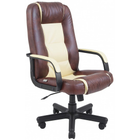 Офисное кресло руководителя Richman Челси Мадрас Tobacco-Vanilla Пластик Рич М1 Tilt Бежево-коричневое