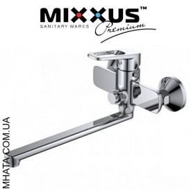 Змішувач для ванни довгий ніс Mixxus Nevada (перемикання на кнопці) (Chr-006)