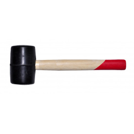 HT-0237 Киянка резиновая 450 г 65 мм черная резина деревянная ручка