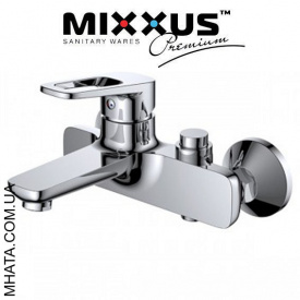 Смеситель для ванны короткий нос Mixxus Nevada переключение на кнопке (Chr-009)