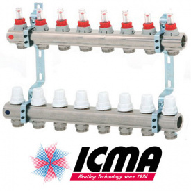 Колектор для системи ТЕПЛА ПІДЛОГА ICMA на 8 виходів K013