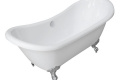 Акриловая ванна отдельностоящая Volle белая на серебрянных ножках с сифоном (12-22-314)