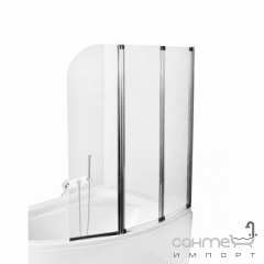 Шторка для ванны Besco PMD Piramida Ambition-3 123х140 хром стекло прозрачное Тячев