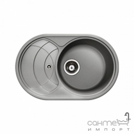 Кухонна мийка гранітна Adamant Shell 775х495х200 крило ліворуч 04 сірий
