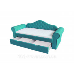 Кровать диван Мелани с выездным ящиком с защитным бортиком бирюзовая Кропивницкий
