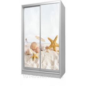 Шкаф купе двухдверный детский 120х180х60 Море пляж песок морские звезды