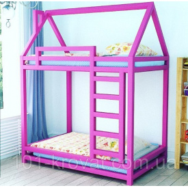 Кровать деревянная Домик детский двухэтажный из массива дерева для девочки
