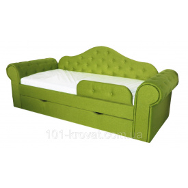 Кровать диван Мелани с выездным ящиком с защитным бортиком оливковый