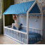 Кровать-домик детский напольный из массива дерева с бортиками Мажорчик 160х80 см Одесса