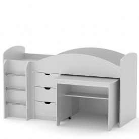 Двухъярусная кровать с выкатным столом Компанит Универсал альба (белый)