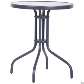 Садовий стіл AMF Rico темно-сірий скляний круглий 600 мм для кафе на терасу вуличний