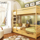 Двухъярусная кровать детская Estella Дует 90х190 см деревянная бук-102