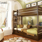 Двухъярусная кровать Estella Дует 90х200 см деревянная темный орех-101 з бука