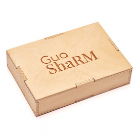 Скребок ГуаШа Сердце Белый Нефрит в деревянной подарочной коробке шелковистый лак Ольха
